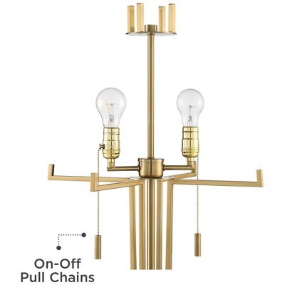 Black Marble and Brass Modern Floor Lamp with Linen Shade