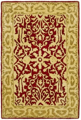 Handmade Maroon and Ivory Wool Tufted Area Rug 2'6" x 4'