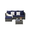 3-Pieces Outdoor Patio L-Shaped Sectional Sofa Set with Glass Coffee Table - 3 of 4