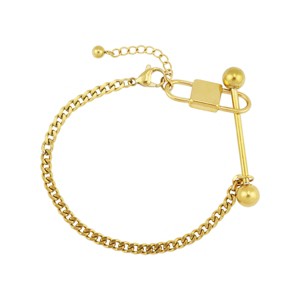 Slate by Rebl Lock & Bar Cuban Chain Bracelet  18K Gold Plated Stainless Steel - 1 of 2