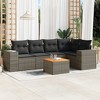 vidaXL 6 Piece Patio Sofa Set with Cushions Gray Poly Rattan - 2x Middle + Table + Corner - 2 of 4