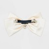 Large Satin Bow Hair Barrette with Pearl Dangle - Off-White - 2 of 3