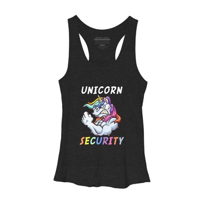 Women's Design By Humans Halloween Dad Mom Daughter Adult Costume - Unicorn Security By MINHMINH Racerback Tank Top