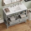 Vynxaria 36" Bathroom Vanities Gray Vanity with Ceramic Basin, Tip-Out Tray & Two Drawers 34"H - 3 of 4