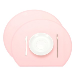 Unique Bargains Silicone Heat Resistant Waterproof Oil Proof Semicircle Placemats - 1 of 4