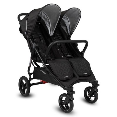 Valco Baby Slim Twin Sport Double Stroller, All-Terrain Ride & Capable of Fitting Through Standard Doors, Extended Canopy & One-Handed Fold - Black