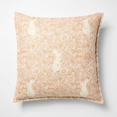 Oversized Square Easter Hidden Bunny Floral Coral Pattern - Threshold™ Design with Studio McGee