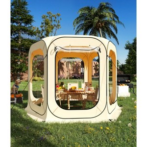 6/10/12 ft Outdoor All Weather Pop Up Tent, Instant Tent Shelter, Rainproof Camping Sun Shelter for Patio, Backyard, Deck - 1 of 4