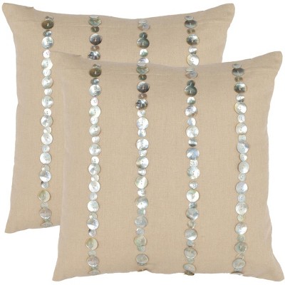 Jenna Pillow (Set of 2) - Almond - 18"X18" - Safavieh