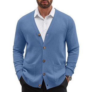 COOFANDY Men's Cardigan Sweater Long Sleeve Casual V Neck Button Down Knitted Sweater with Pockets - 1 of 4