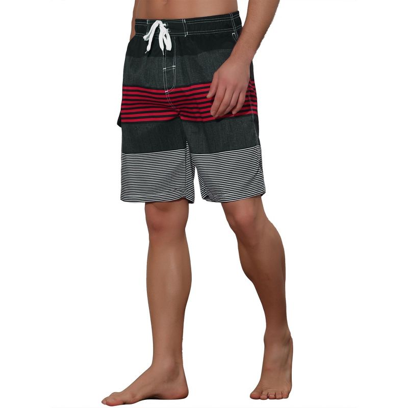 Lars Amadeus Men's Striped Printed Color Block Summer Swimming Board Shorts, 4 of 6