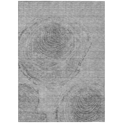 Gray Silver And Charcoal Abstract Washable Indoor Outdoor Area Rug