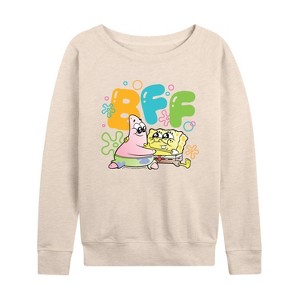 Women's - Spongebob Squarepants - Bff Patrick Lightweight French Terry Wide Neck Long Sleeve Shirt - 1 of 4