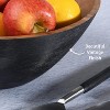 Folkulture 12"x5" Acacia Wood Salad Bowl with Matching Tongs | Wooden Mixing & Serving Bowl | Wedding Registry & Kitchen Decor, Black - 4 of 4