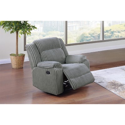 Vynxaria Contemporary Smoke Fur-Like Corduroy Motion Recliner Chair w/Metal Mechanism, Pillow-Top Arms, 73"W, Simple Assembly