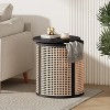 MAYEERTY 1 Pack Rattan Round Side Table with Storage, Boho End Table for Living Room, Bedroom, Modern Home Decor - 3 of 4