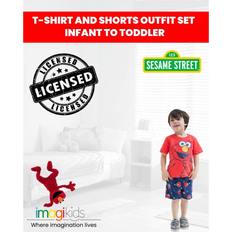 Sesame Street Elmo Cookie Monster T-Shirt and Shorts Outfit Set Infant to Toddler, 2 of 9