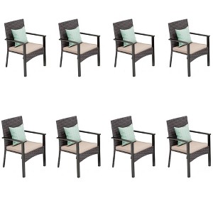Captiva Designs Outdoor Patio All-weather Wicker Dining Chairs with Thick Cushion - 1 of 4