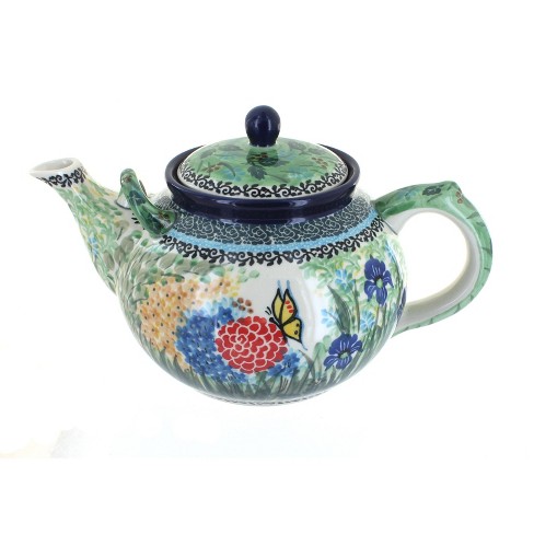 Polish Pottery Blueberries and Roses Teapot