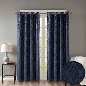 Kumasinova Jacquard Damask Curtain Panel,Blackout Curtains with Foam Backing,Silver Grommet Top,Window Curtains for Living Room - 1 of 4