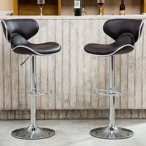 QingMoon Modern Bar Stools Set of 2, Adjustable Swivel Barstools, PU Leather Counter Height Chairs with Back and Footrest for Kitchen Island, Café - 1 of 4