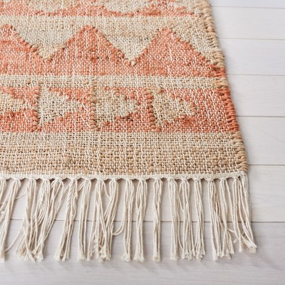 Handmade Red and Beige Wool Cotton 8' x 10' Reversible Flat Woven Rug