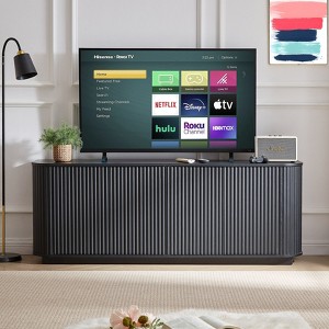 VYNXARIA Black Wave Pattern Sideboard Storage Cabinet ¨C Stylish Wooden TV Stand with Vertical Stripes for Chic and Functional Buffet Storage. - 1 of 4