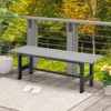 Costway 2PCS Outdoor HDPE Bench with Metal Frame 47'' x 14'' x 16'' for Yard Garden Brown/Black/Gray - 3 of 4