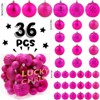 Aoibox 36pcs Fuchsia Pink Shatterproof Christmas Ball Ornaments Set 6 Styles 3 Sizes Holiday Tree Decorations Ready to Hang - 2 of 4