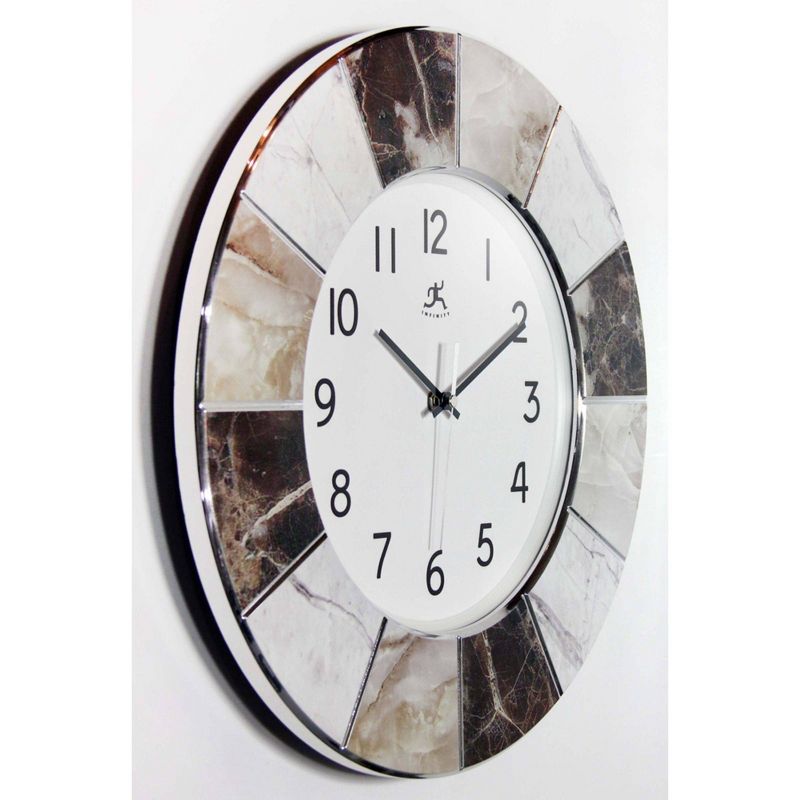16&#34; Marble Look Wall Clock Silver - Infinity Instruments, 4 of 8
