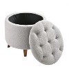 CAVINAS 20" Round Fleece Storage Ottoman with Lid,Multi-Functional Bench with Storage,Round Ottoman with Storage  for Living Room and Bedroom - 2 of 4
