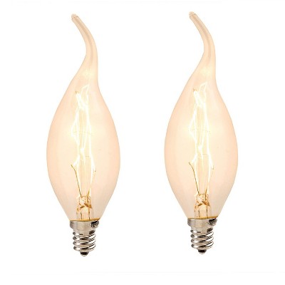Darice Pack of 2 Cleveland Vintage Lighting Edison Style E12S Base Flame Candelabra Bulbs