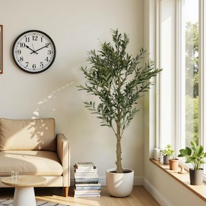 APRILSOUL 71.00' Artificial Olive Tree with Pot - 1 of 4