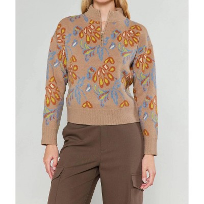 Women's Jacquered Half Zip Sweater - current air