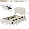 Twin/Full Bed Frame with 2 Flexible Drawers and Bookcase Headboard, Boucle Upholstered Platform Bed for Boys/Girls - 3 of 4