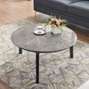 NicBex 24 Inch Round Coffee Table Modern Wooden End Table with Imitation Marble Tabletop for Living Room, Bedroom - 2 of 4