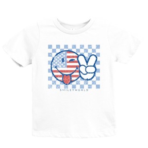 The Juniper Shop SmileyWorld Patriotic Checkered Peace Youth Short Sleeve Tee - 1 of 4