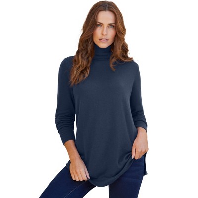 Roaman's Women's Plus Size Cashmere Collection Turtleneck Sweater