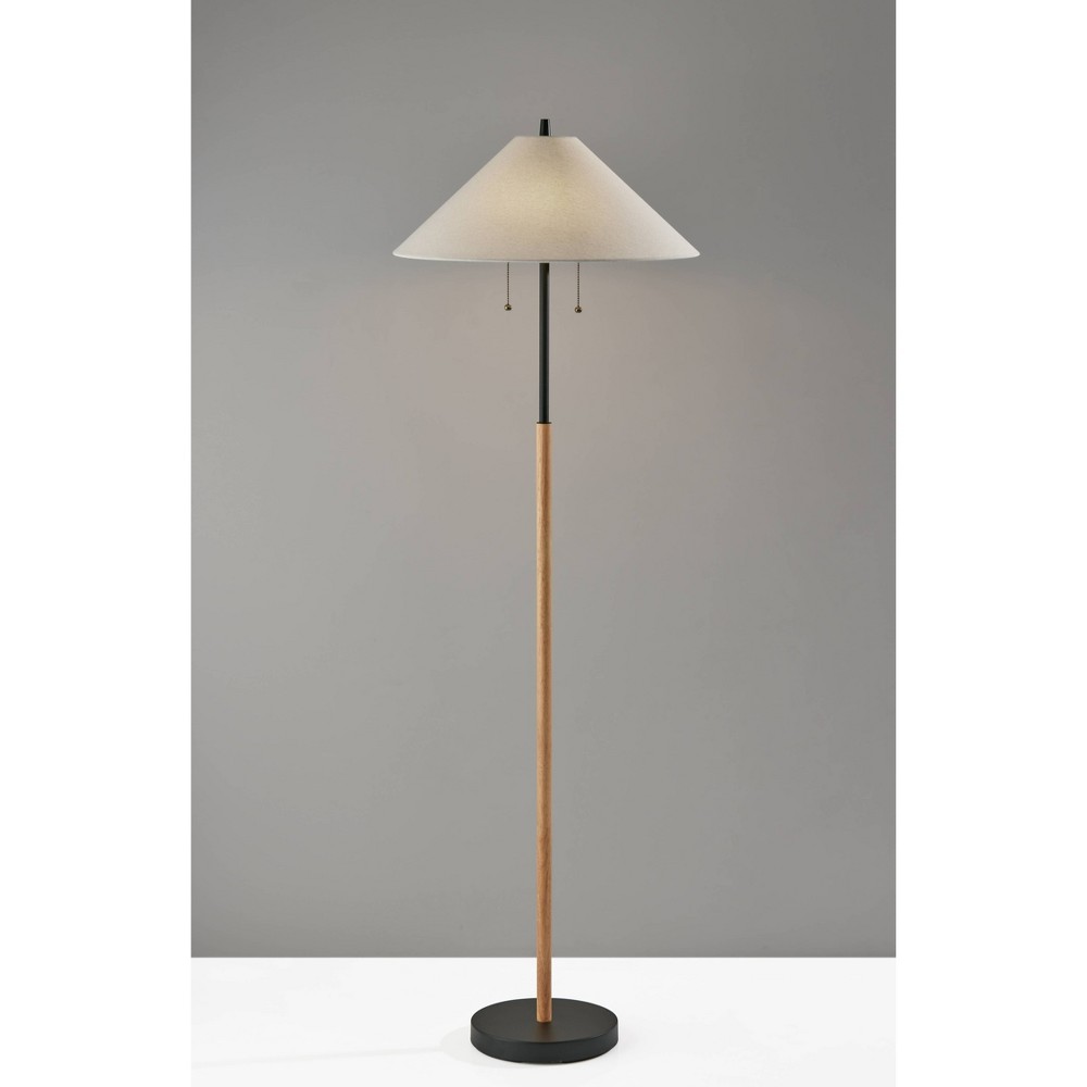 Photos - Floodlight / Street Light Adesso Palmer Floor Lamp Black/Natural  