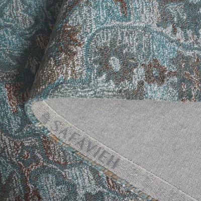 Handmade Tufted Blue and Brown Wool Area Rug, 5' x 8'