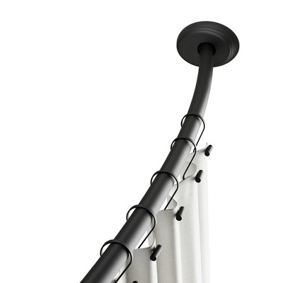 LunaLulinlk Dual Mount No Rust 50” to 72” Adjustable Curved Shower Curtain Rod, Black
