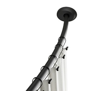 LunaLulinlk Dual Mount No Rust 50” to 72” Adjustable Curved Shower Curtain Rod, Black - 1 of 4