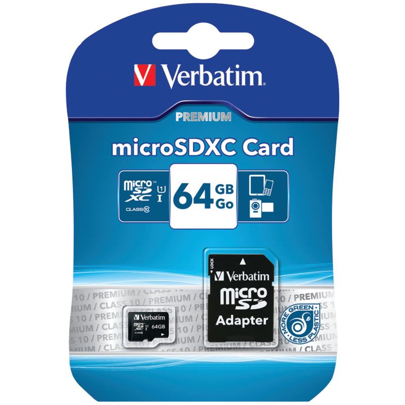 Verbatim® 64-GB Class 10, UHS-1 V10 U1 Premium microSDXC™ Memory Card with Adapter, 3 of 5