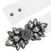 INSPIRE CHIC Women's Elastic Stretchy Vintage Elegant Rose Flower Rhinestone Belt - 3 of 4