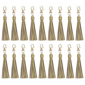Unique Bargains PU Leather Keychain with Lobster Swivel Crafts Tassels 18 Pcs - 1 of 4