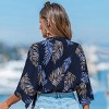 Women's Boho Blue Leaf Vacay Shirt - Cupshe - 4 of 4