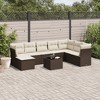 vidaXL 9 Piece Patio Sofa Set with Cushions - Brown and Cream With Table - 2 of 4