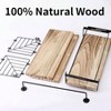 3+1 Bathroom Shelves Over Toilet Floating Wall Mounted with Metal Frame and Towel Bar Rustic Brown for Bathroom - 4 of 4