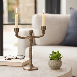 Decorative Metal Taper Candle Holder for House Decor - Artistic Figurine Candlestick Holder for  Mantel, Bookcase Accent, or Console Decor - 1 of 4