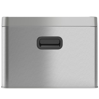 Brushed Silver Stainless Steel Dual Compartment Trash and Recycle Bin